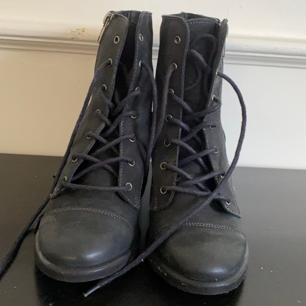 Black leather lace up booties EU 38 / US 7 - Picture 3 of 6